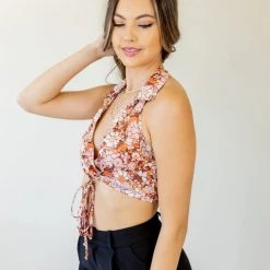 Cotton Candy New Dawn Satin Floral Crop Top