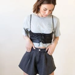 Blue Blush Blame You Flare Denim Shorts Featured