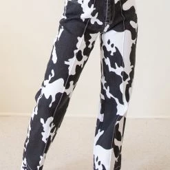 Et Clet Featured No Vacancy Cow Print Jeans