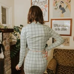 Blue Blush Lasting Love Plaid Crop Top Featured