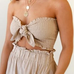 Nectar Clothing New Arrivals Sun Seeking Smocked Crop Top