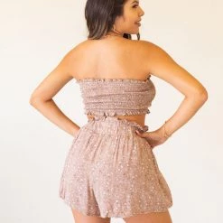 Papermoon Featured Live Here Floral Smocked Crop Top