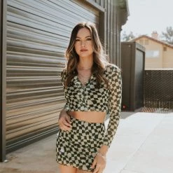 Bailey Rose Never Closer Checkered Top