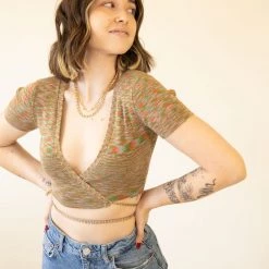 Cotton Candy Featured Love Game Wrap Crop Top