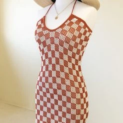 Emory Park Say Anything Checkered Knit Dress Featured