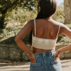 Emory Park Featured You Again Knit Checkered Cami Top