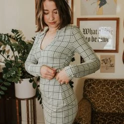 Blue Blush Lasting Love Plaid Crop Top Featured