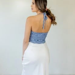 Cotton Candy Back Track Halter Crop Top