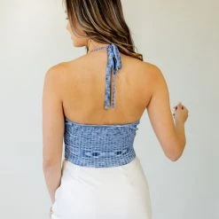 Cotton Candy Back Track Halter Crop Top