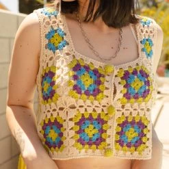 Nectar Clothing Don't Move Crochet Floral Top