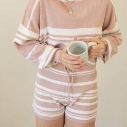 Blue Blush Featured Easy Moves Striped Shorts