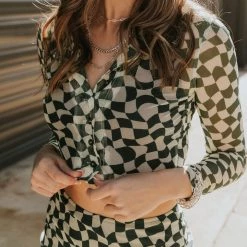 Bailey Rose Never Closer Checkered Top