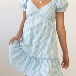 Blu Pepper Keep Waiting Swiss Dot Plaid Dress Featured