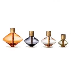 Bloomingville Home + Lifestyle Glass & Metal Taper Candle Holder