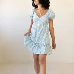 Blu Pepper Keep Waiting Swiss Dot Plaid Dress Featured