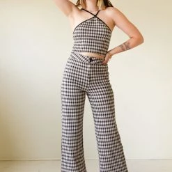 Miss Love Get Together Plaid Knit Top