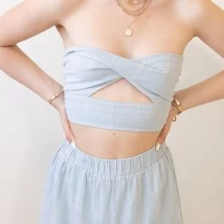 Twin Sister Open Arms Strapless Crop Top Featured