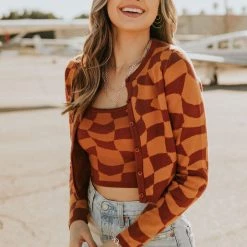 Bailey Rose Featured Lost Tonight Checkered Cardigan