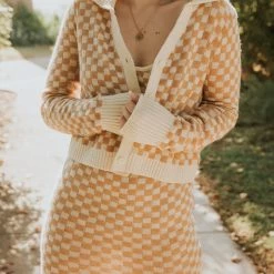 Emory Park Featured Look Back Checkered Cardigan