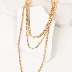 Joia Triple Layered Chain Necklace