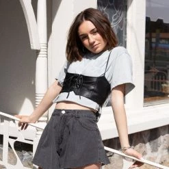 Blue Blush Blame You Flare Denim Shorts Featured