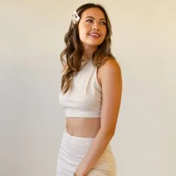 Le Lis Keep Cool Checkered Crop Top