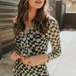 Bailey Rose Never Closer Checkered Top