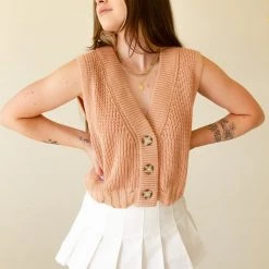 Miss Love Broken Arrows Sleeveless Knit Top Featured