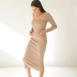 Mable Bottoms Secrets Ribbed Midi Skirt