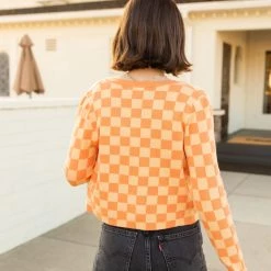 Blue Blush Eyes Closed Checkered Cardigan