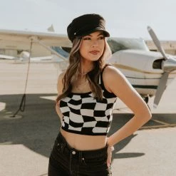 Bailey Rose Lost Tonight Checkered Crop Top