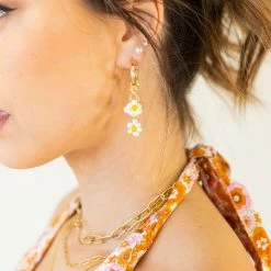 Fame Accessories Flower Charm Hoop Earrings