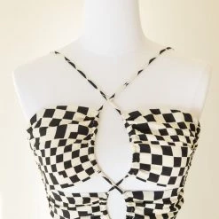 Cotton Candy Too Well Checkered Crop Top Featured