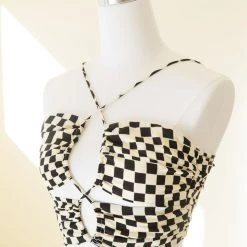 Cotton Candy Too Well Checkered Crop Top Featured