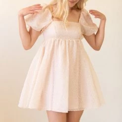 Nectar Clothing Here & Now Swiss Dot Babydoll Dress