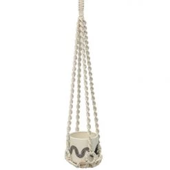 Soul Of The Party Macrame Hanging Planter W/Wood Rings Home + Lifestyle