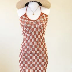 Emory Park Say Anything Checkered Knit Dress Featured