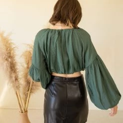 Emory Park Right Choice Puff Sleeve Crop Top