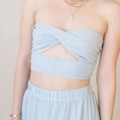 Twin Sister Open Arms Strapless Crop Top Featured