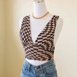 Cotton Candy Featured Knowing You Checkered Crop Top