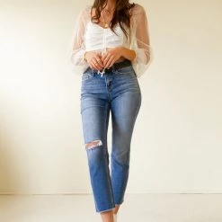 Nectar Denim The Rockie Mid-Rise Straight Crop Jeans By Nectar Premium Denim Featured
