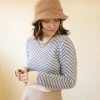 Blue Blush Featured Dig Deep Striped Sweater