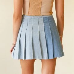 Signature 8 Look Over Pleated Denim Mini Skirt