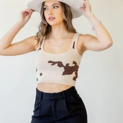 Bailey Rose Every Thing Cow Print Crop Top