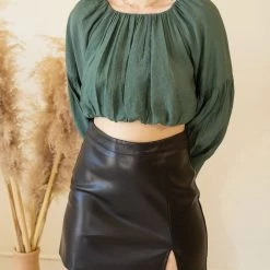 Emory Park Right Choice Puff Sleeve Crop Top