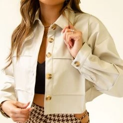 Bailey Rose Outerwear Mixed Up Faux Leather Jacket