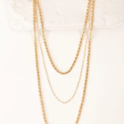 Joia Triple Layered Chain Necklace