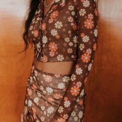 Nectar Clothing All Day Sheer Floral Mini Skirt Featured