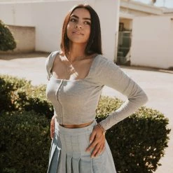 Mable Somewhere Else Long Sleeve Crop Top