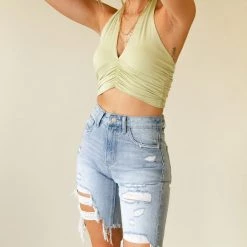 Vervet Featured Better Love Distressed Denim Shorts